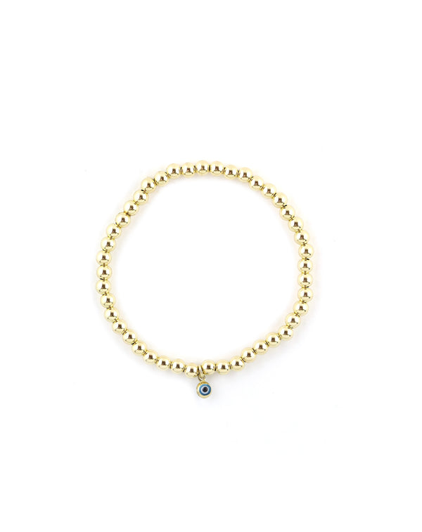 Mini Bead Bracelet & Evil Eye - 14k Gold Fill