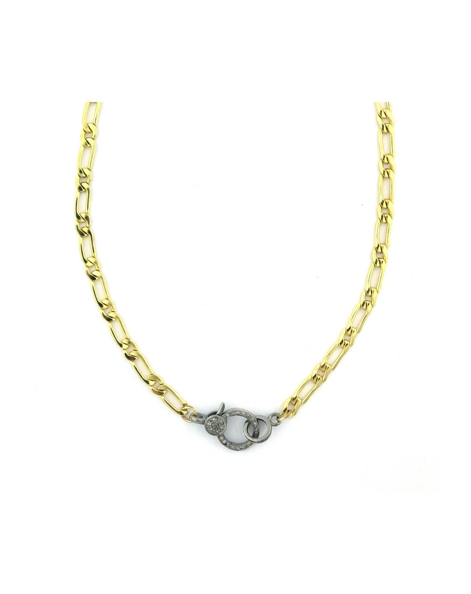 The Eva Lock Necklace: Gold Filled Figaro Chain