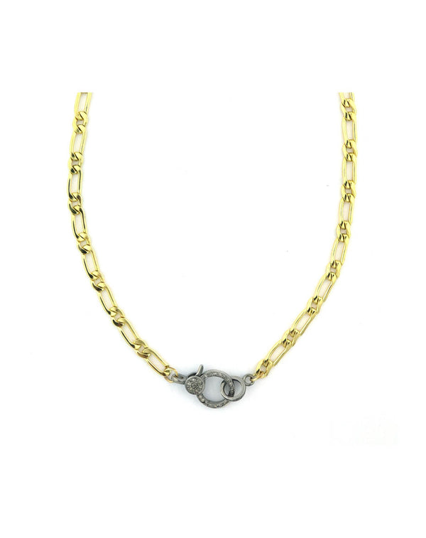 The Eva Lock Necklace: Gold Filled Figaro Chain
