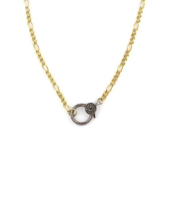 Large Eva Lock Necklace: Gold-Filled Figaro Chain