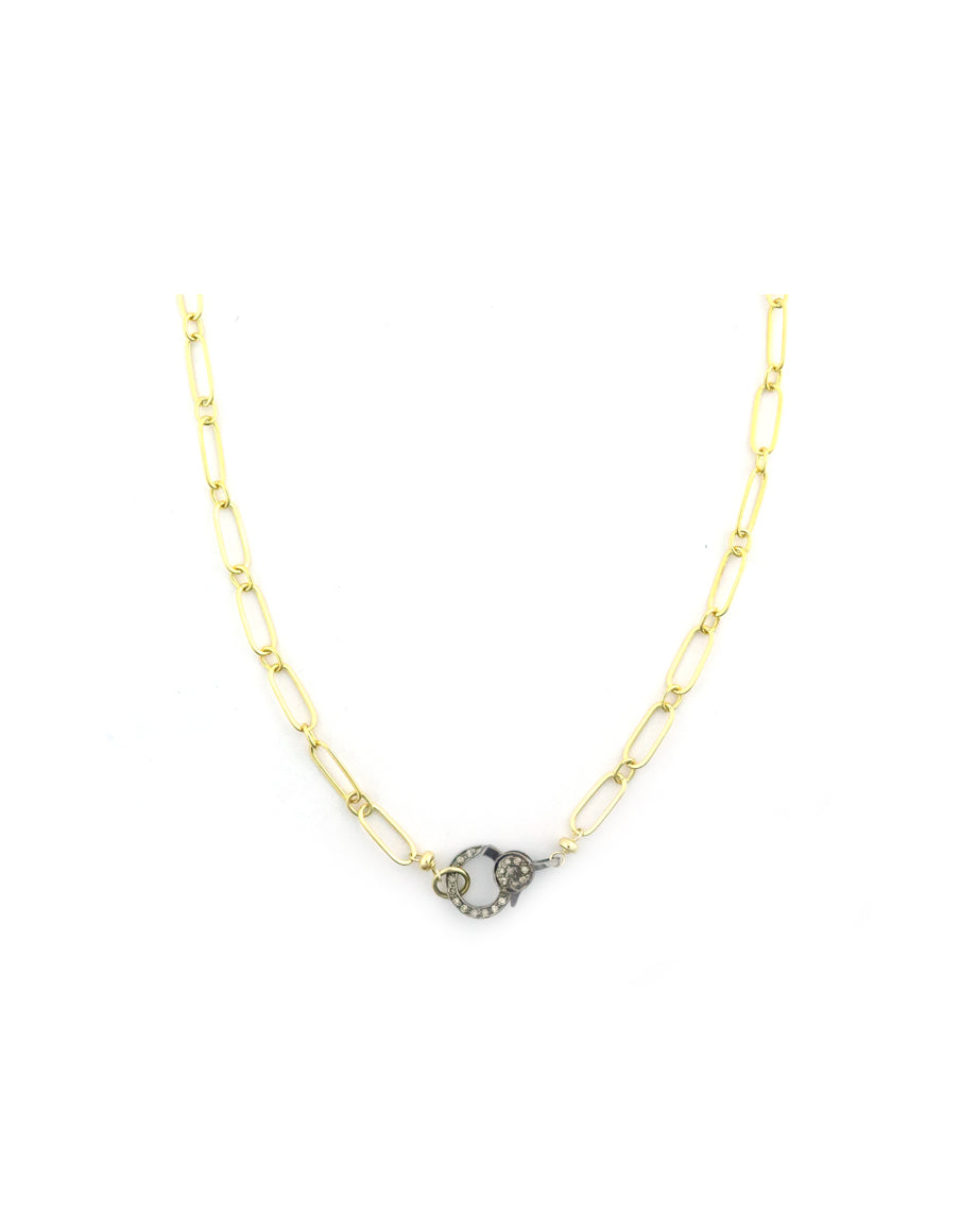The Mini Eva Lock Necklace: Gold Filled Mix Link Chain