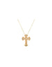 14K Gold Shiny Gothic Diamond Cross Necklace