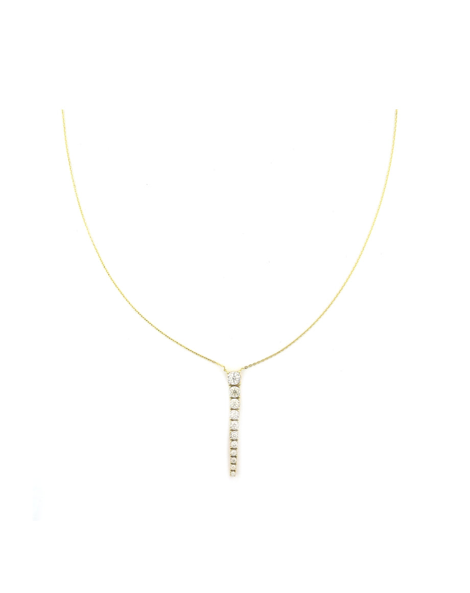 14K Gold .42ct Graduated Diamond Vertical Line Necklace