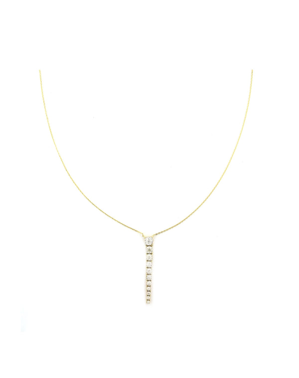 14K Gold .42ct Graduated Diamond Vertical Line Necklace
