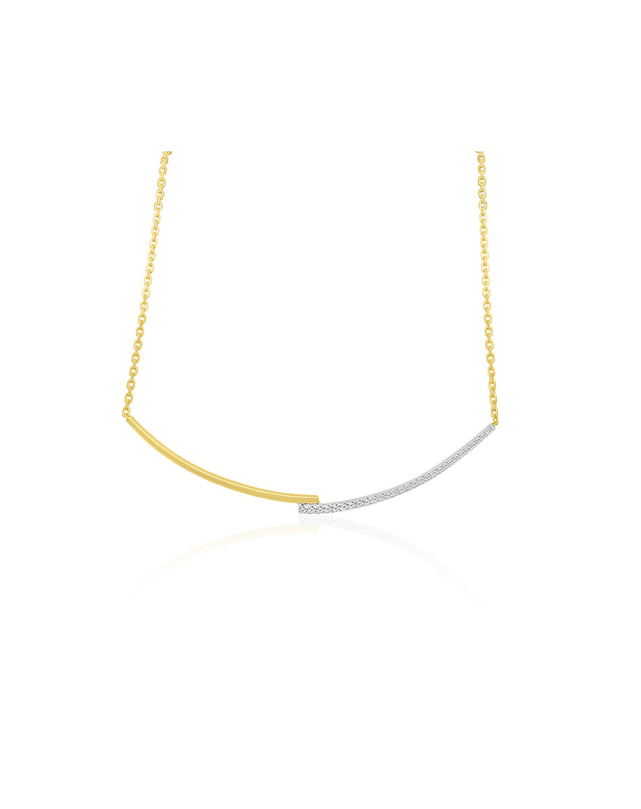 14K Gold Overlapping Half .52ct Diamond Bar Choker Necklace
