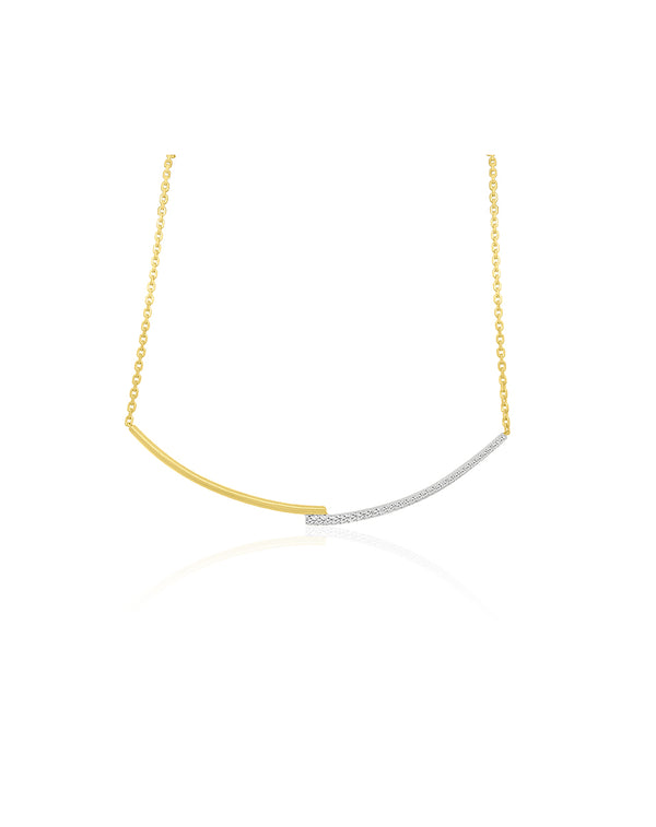 14K Gold Overlapping Half .52ct Diamond Bar Choker Necklace