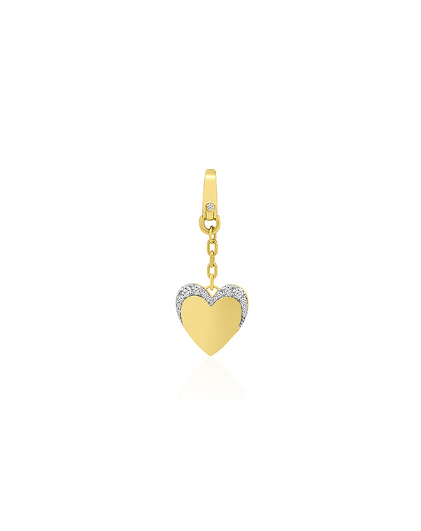 14K Gold Chain Clasp Diamond Heart Charm