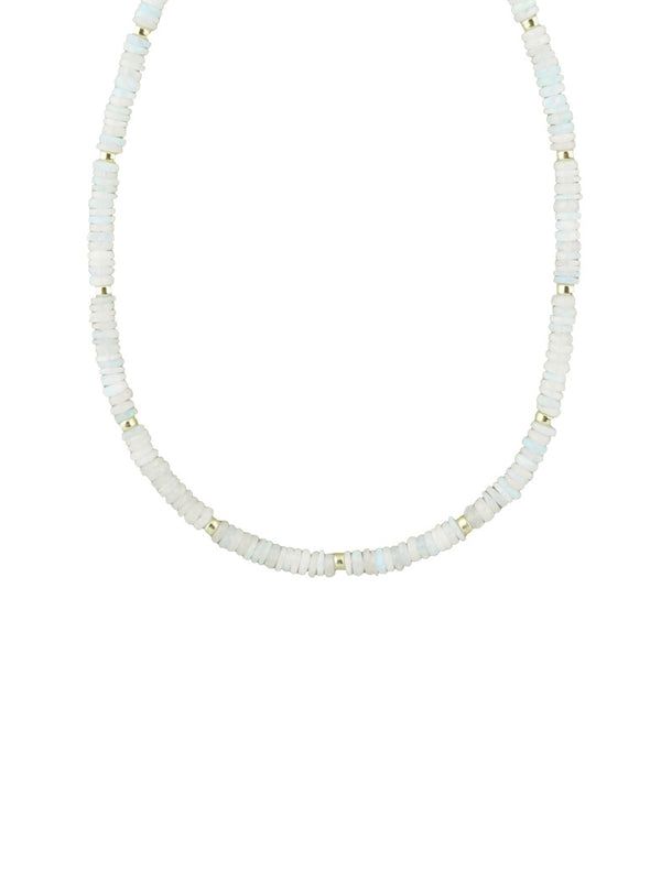 5mm White Heishi Opal Rondelle Necklace