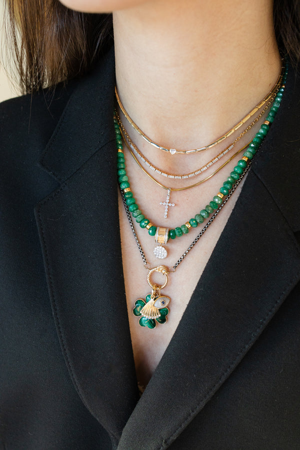 14K White Gold Round Diamond Charm