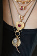 Thin 14K Gold Ruby & Diamond Crescent Moon Charm