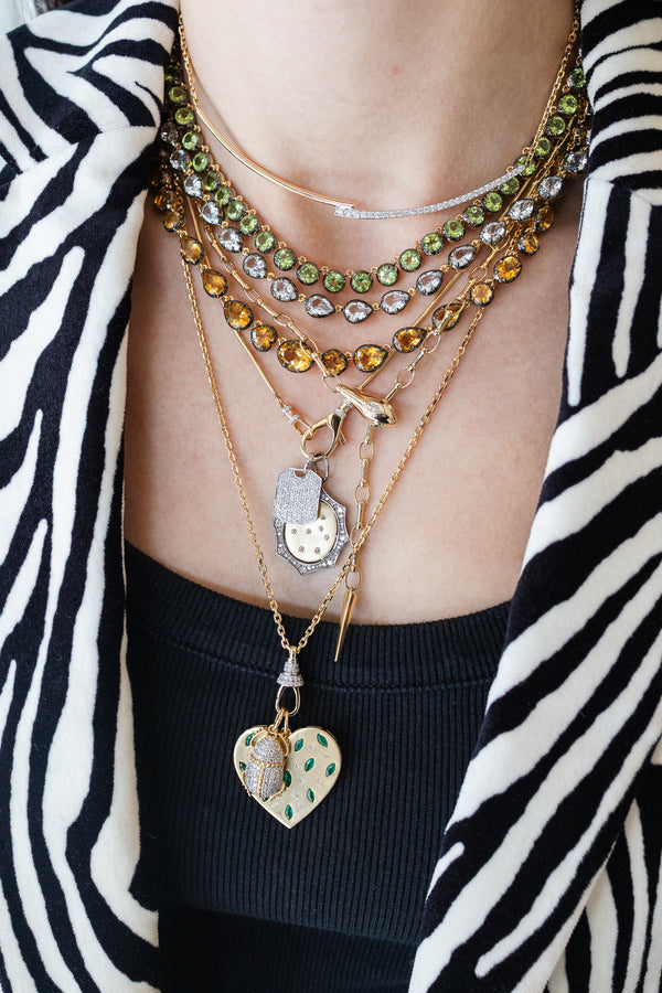 Two Tone Teardrop White Topaz Tennis Necklace