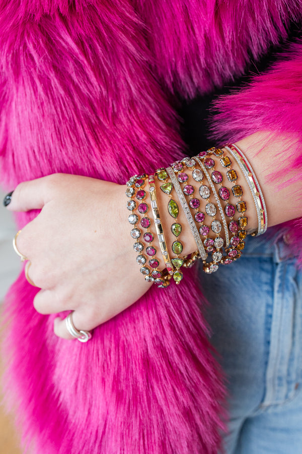Two Tone Round Ruby Tennis Bracelet