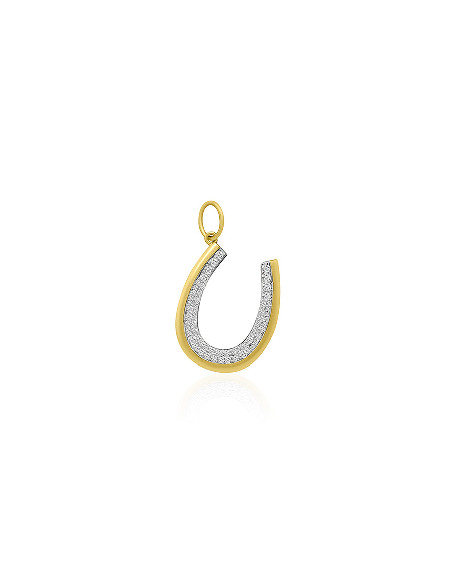 14K Gold Inner Diamond Horseshoe Charm