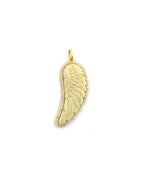 14K Gold Diamond Carved Mammoth Ivory Wing