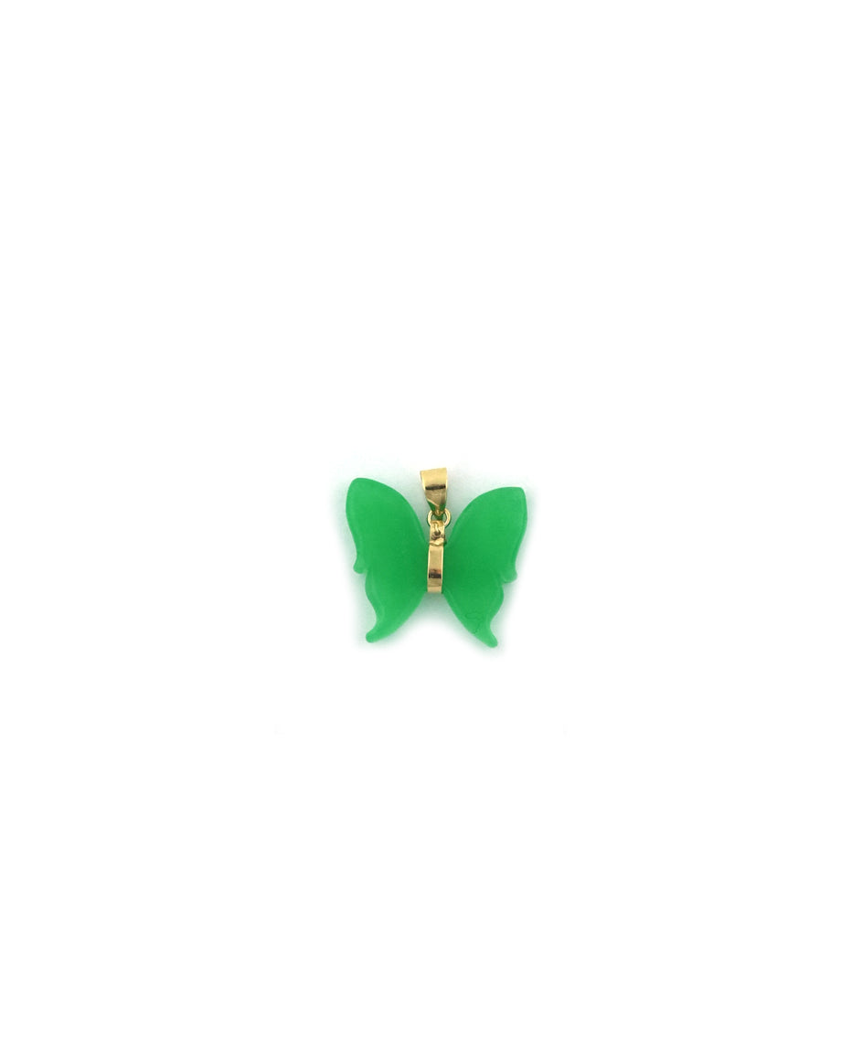 14K Gold Jade Butterfly Charm