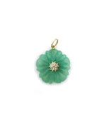 14K Gold Carved Jade Flower Pendant