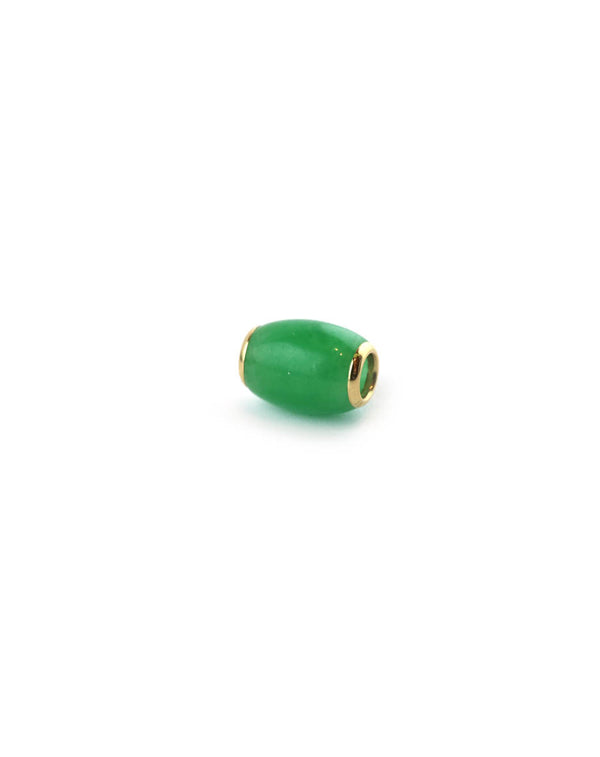 14K Gold Dark Green Jade Tube Spacer