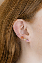 14K Gold Pyramid Evil Eye Marquise Diamond Studs