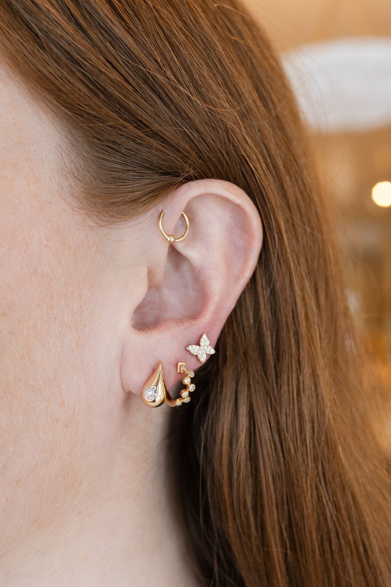 Small 14K Gold Diamond Butterfly Studs