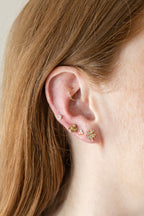 14K Gold Green Sapphire Peacock Studs