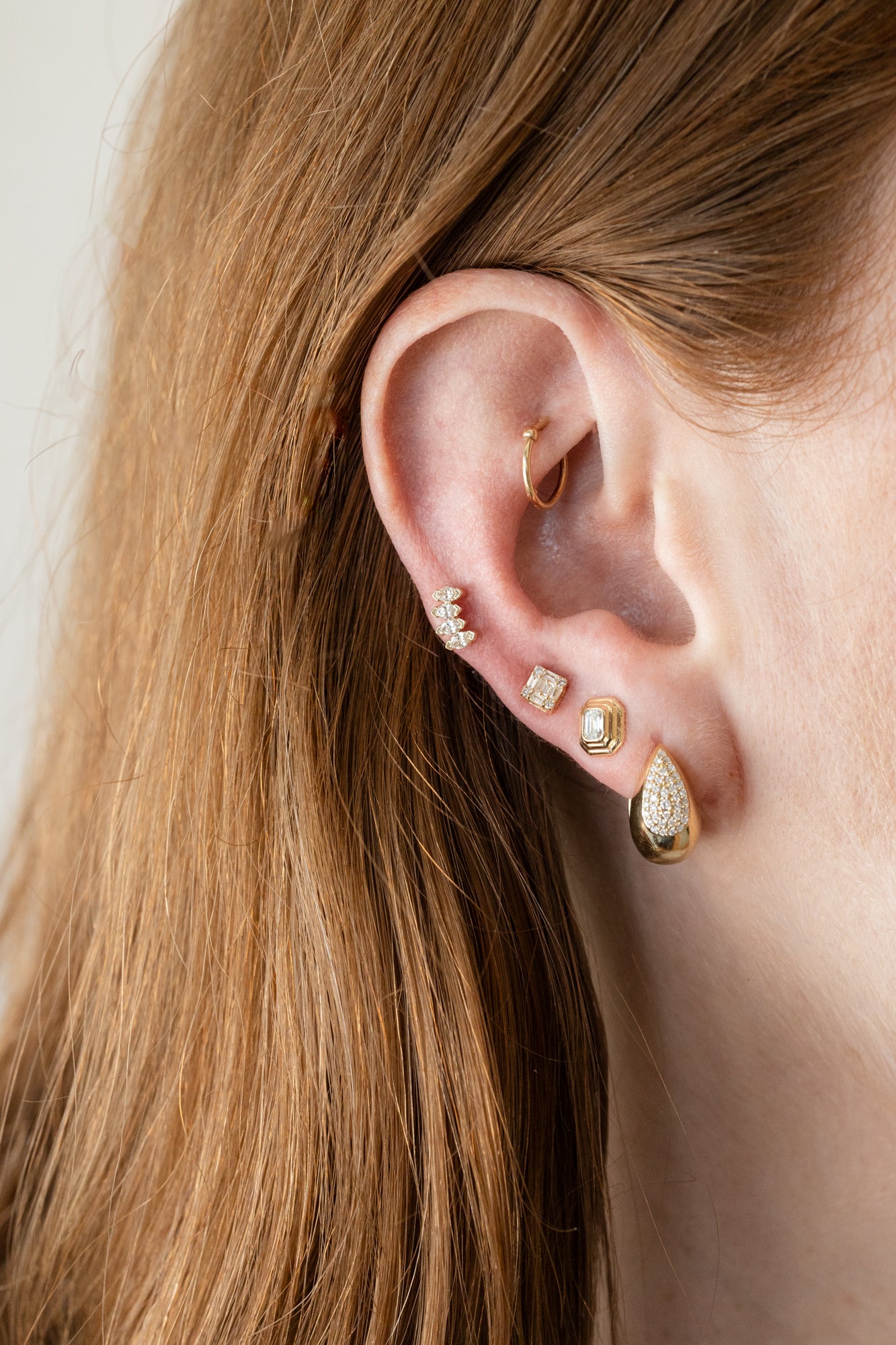 14K Gold .3ct Marquise Diamond Crawler Studs
