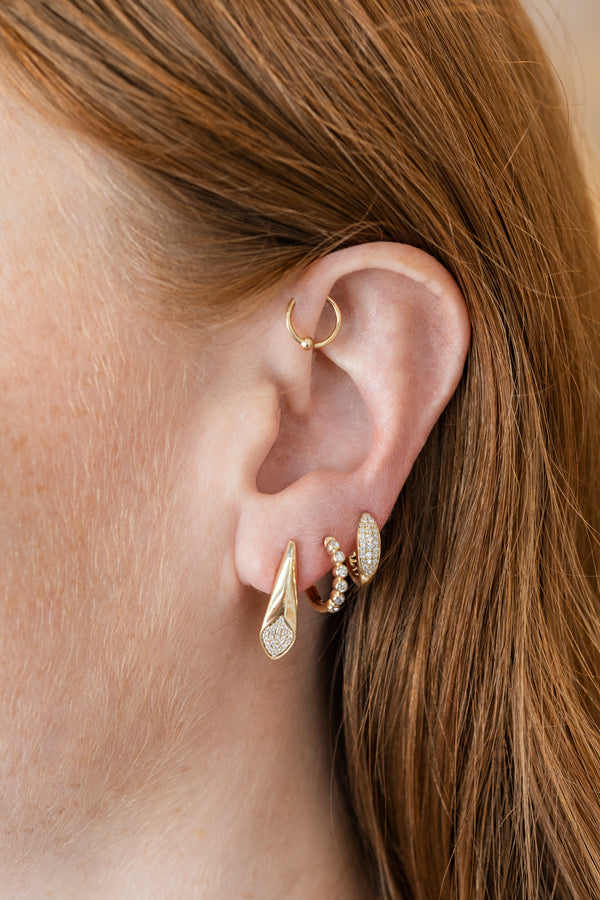 14k Gold .17ct Diamond Pave Drop Earring