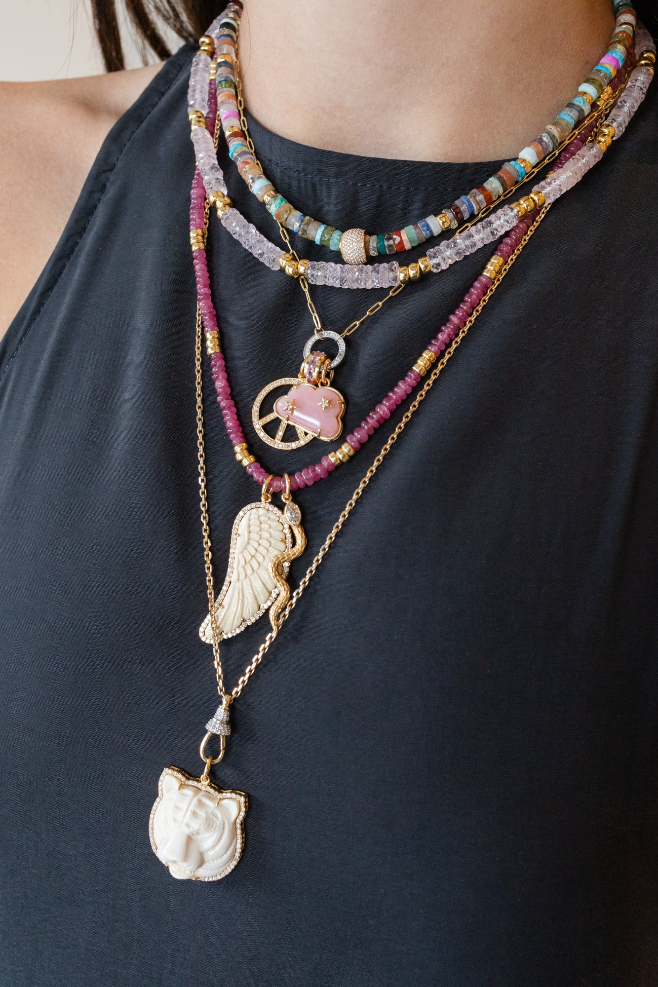 6mm Faceted Pink Morganite Rondelle Necklace