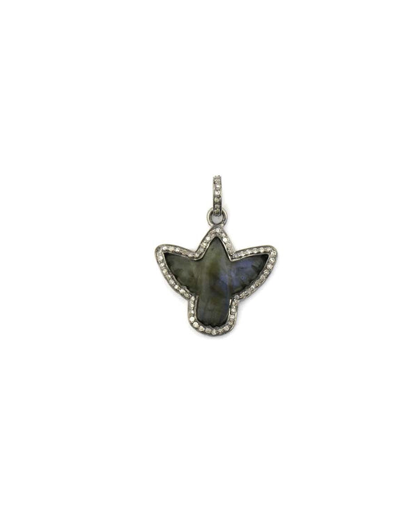 Silver Diamond Frame Labradorite Thunderbird Charm