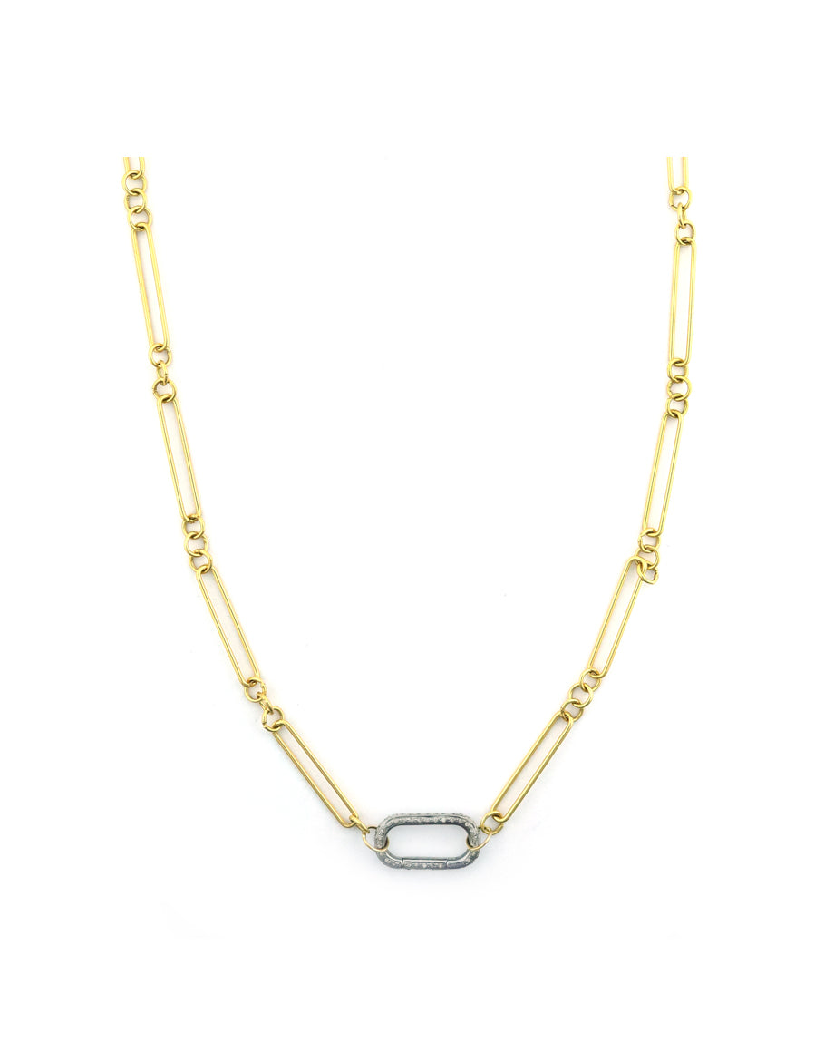 Large Luxe Lexi Lock Necklace: Gold Filled Round + Link Chain