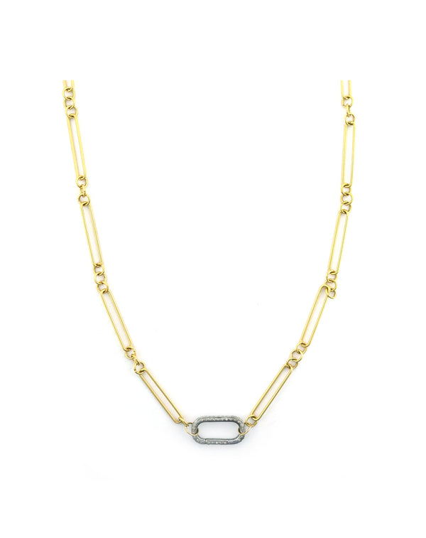 Large Luxe Lexi Lock Necklace: Gold Filled Round + Link Chain