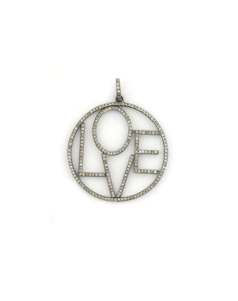 Silver Diamond Large Cut Out Love Circle Charm