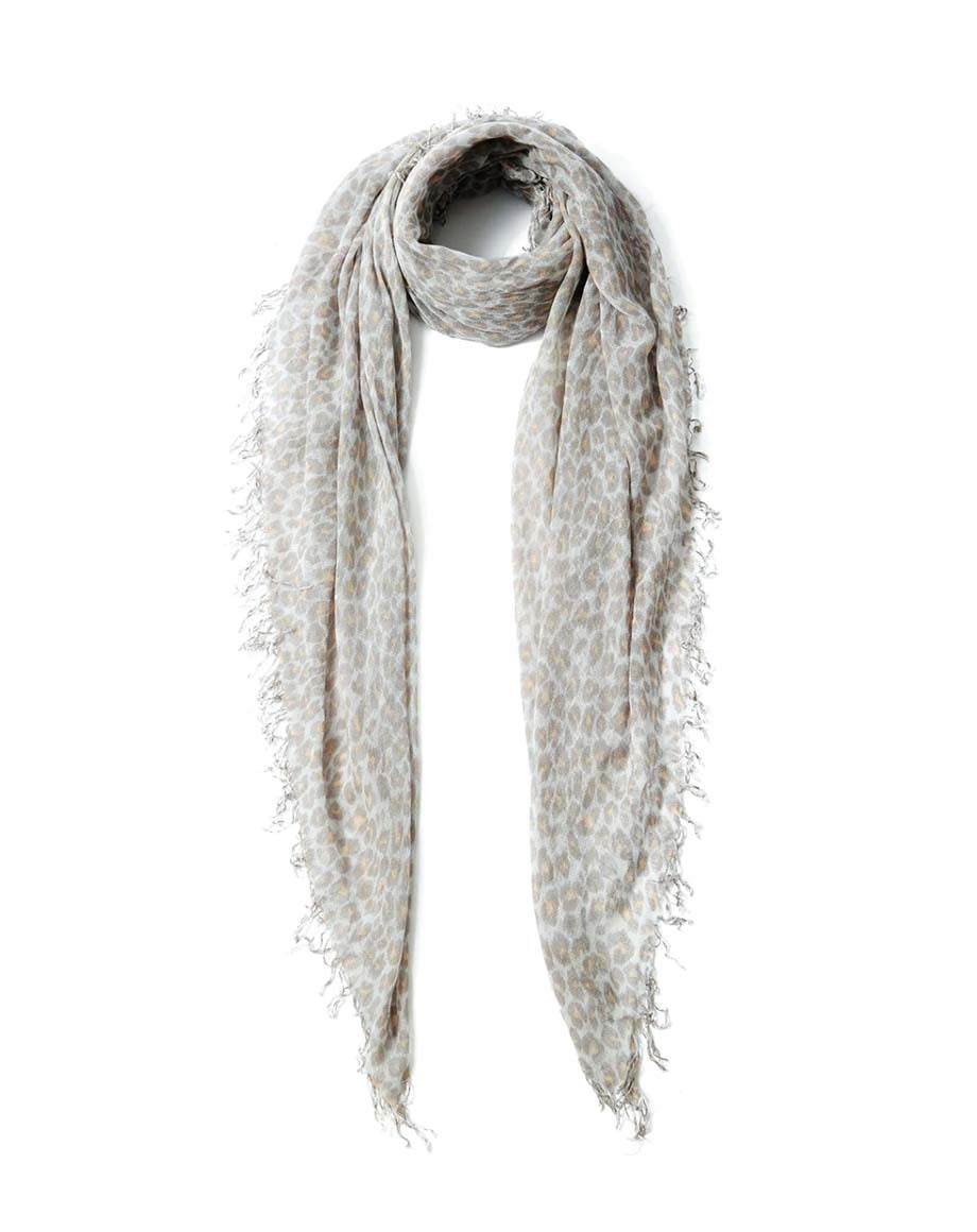 Chan Luu Scarf White Combo Leopard