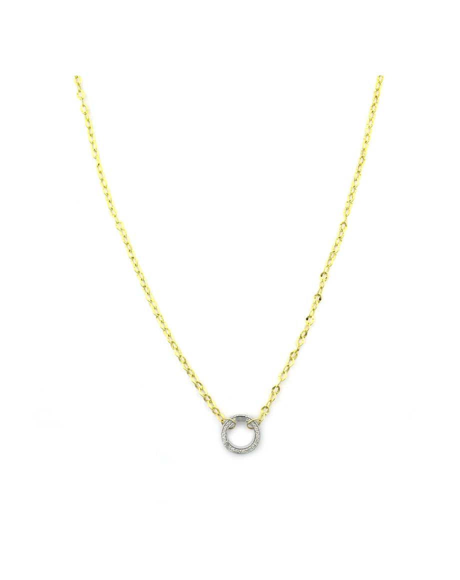 24" 14K Gold Simple Cable 12mm Diamond Lock Necklace