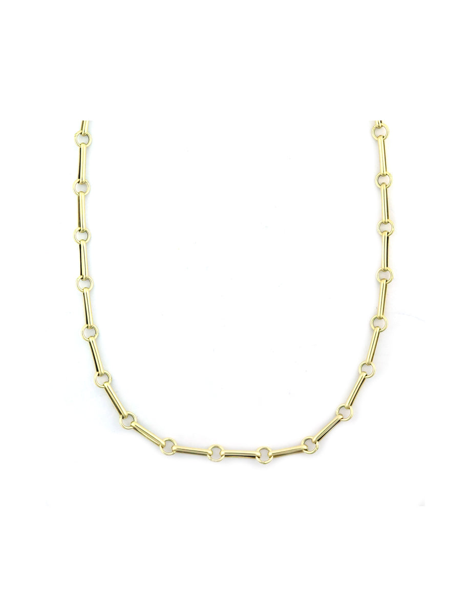 14K Gold Bar & Round Link Hollow Chain