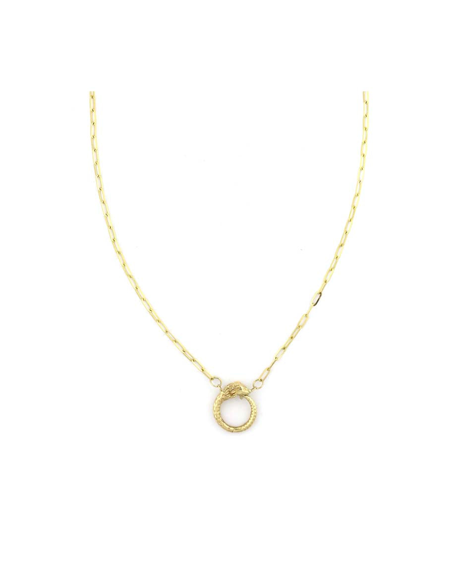 18" 14K Gold XS Paper Clip Lion Lock Necklace