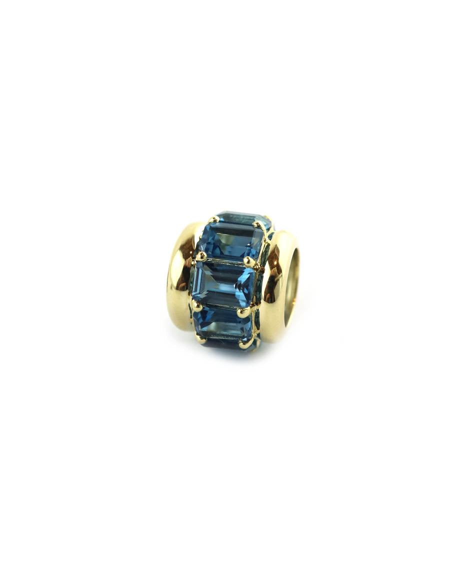 Thick 14K Gold Baguette London Blue Topaz Spacer