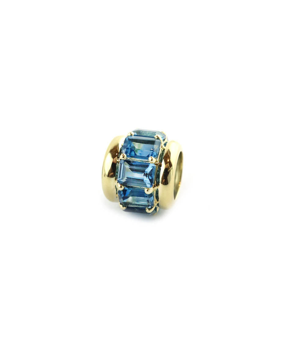 Thick 14K Gold Baguette London Blue Topaz Spacer