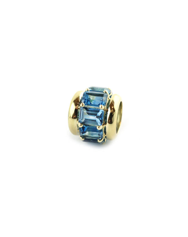 Thick 14K Gold Baguette London Blue Topaz Spacer
