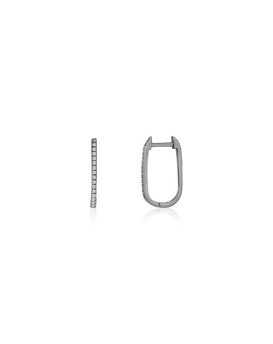 3/4" Silver Diamond Rectangle Huggies