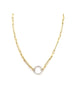 14K Gold Long Link 17mm Diamond Lock Necklace