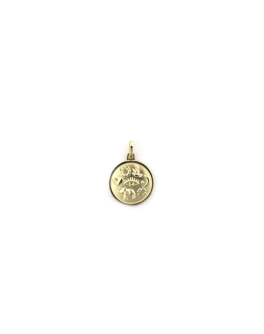 14K Gold Lucky Charm Disk Charm