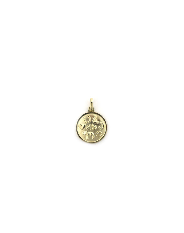 14K Gold Lucky Charm Disk Charm
