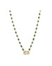 14K Gold Lexi Lock Neckace: Mini Square Malachite Inlay Disco