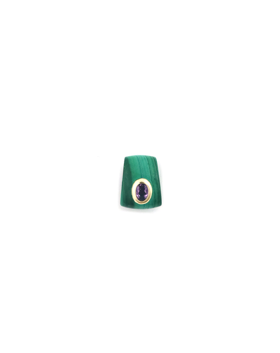 14K Gold Malachite Amethyst Spacer Slide Charm