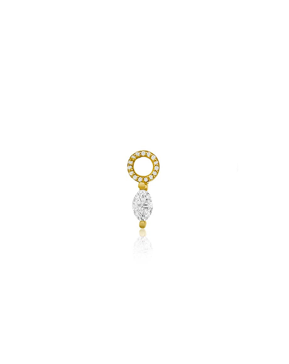 14K Gold Marquise Diamond Earring Charm