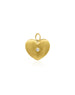 14K Brushed Gold Single Bezel Diamond Heart Charm