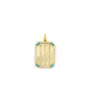 14K Matte Gold Turquoise Dog Tag Charm