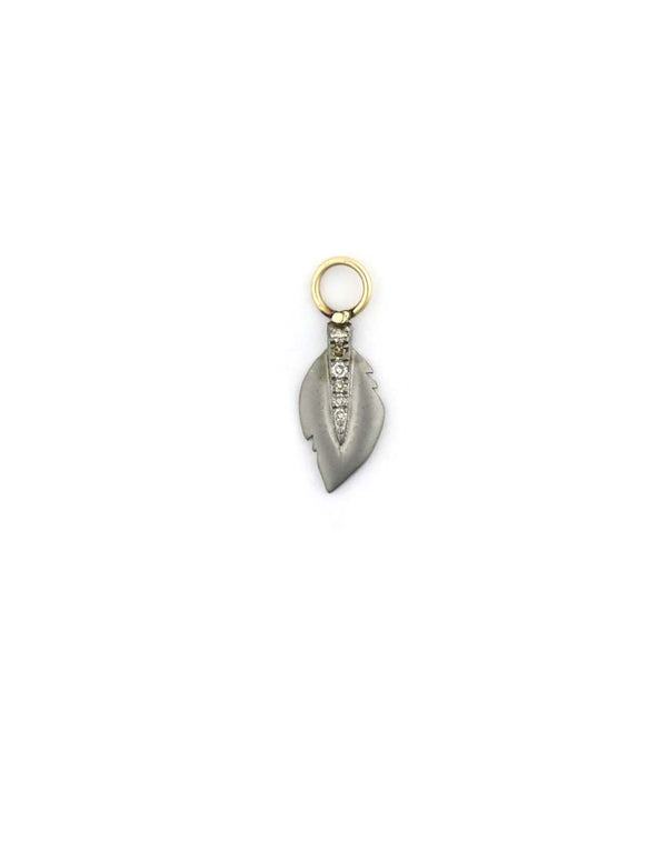 Matte Silver Diamond Feather Earring Charm