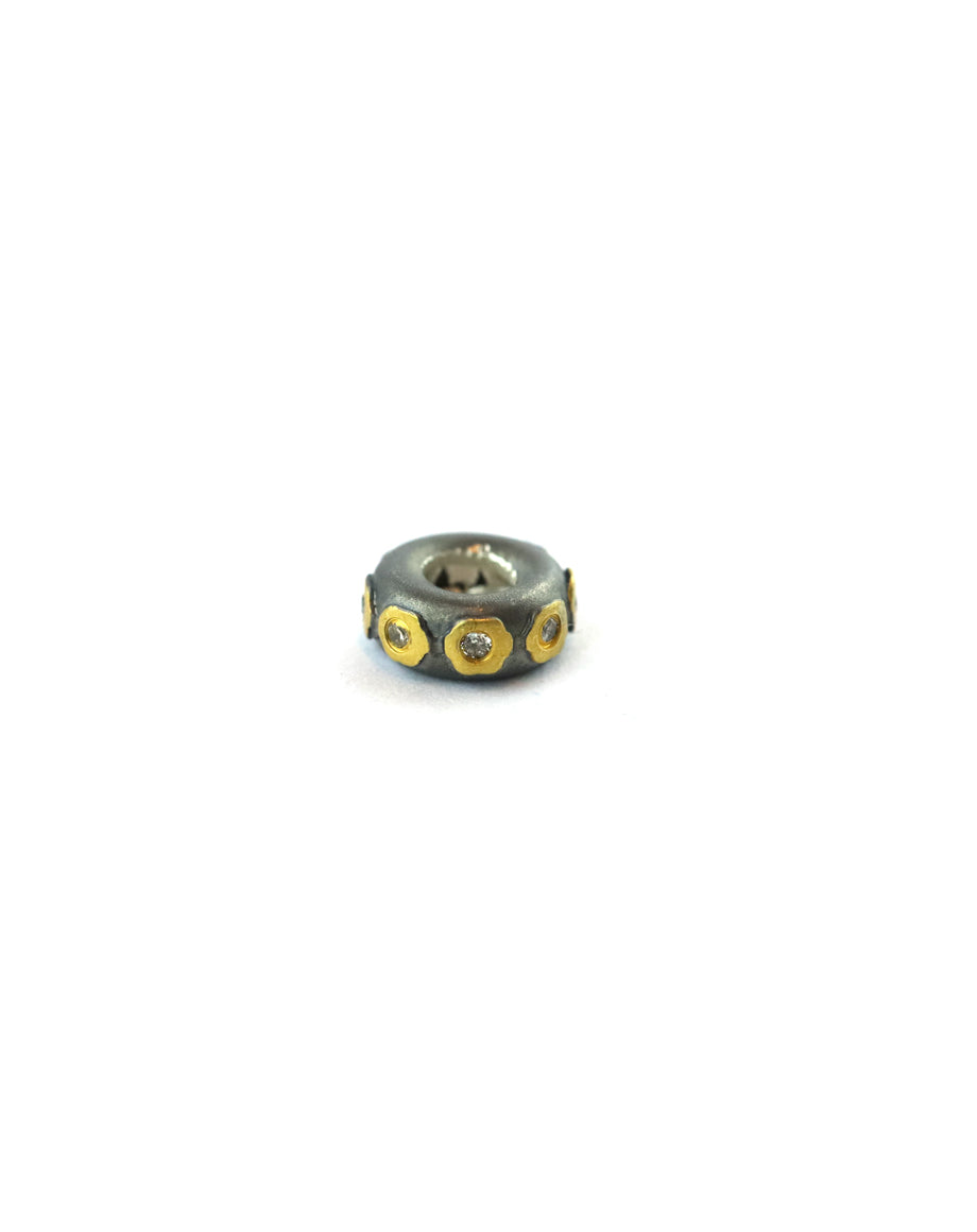 Matte Two Toned Diamond Flower Round Spacer