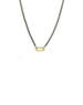 14K Gold Mini Rectangle Lock Necklace: Silver Cuban Chain
